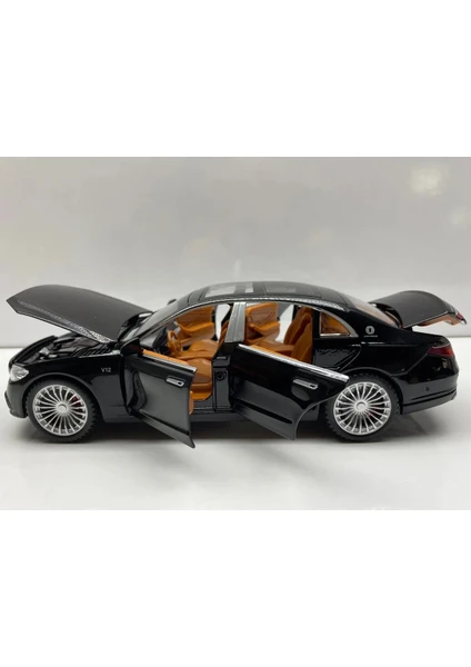 Diecast,metal Araba Mercedes S600 1:22 Kaput Bagaj Açılır Çek Bırak Model Araba Sesli Işıklı