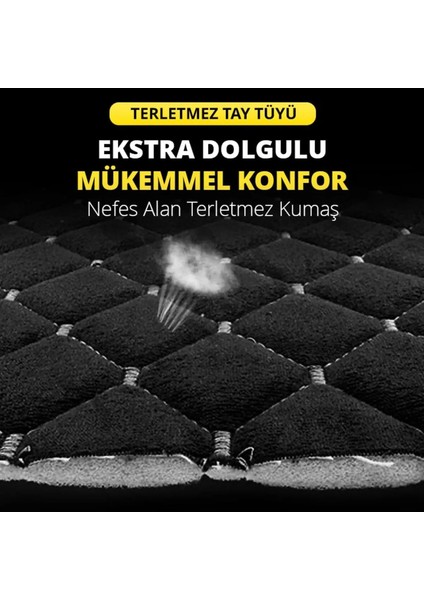 Tay Tüyü Cepli & Terletmez Oto Koltuk Minder Seti - Koltuk Koruma Kılıfı - Ön ve Arka Koltuk Minder Set