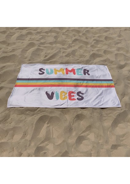Summer Vibes / Retro Plaj Havlusu - Pamuk