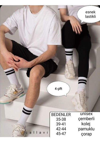 Unisex Kolej Çorap 4 Çift