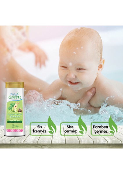 Baby's Green 2'li Mom's Green Kıds Organik Aloeveralı Çocuk Şampuanı ve Organik Bebek Şampuanı Seti 400ML x2