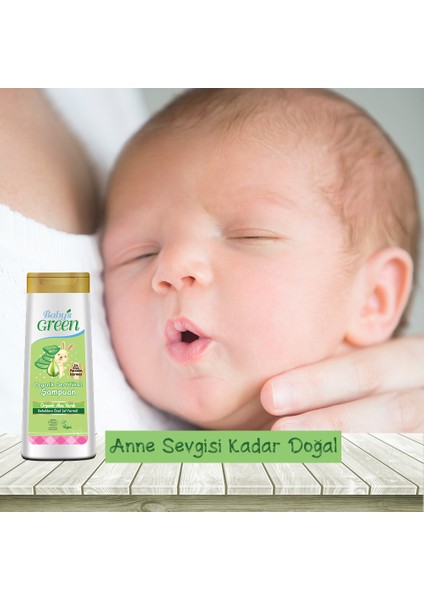 Baby's Green 2'li Mom's Green Kıds Organik Aloeveralı Çocuk Şampuanı ve Organik Bebek Şampuanı Seti 400ML x2