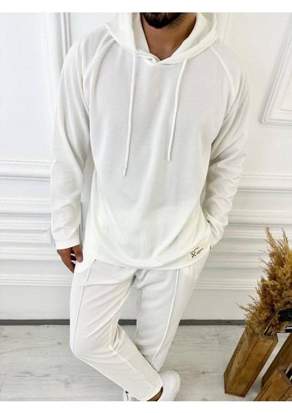 Sweatshirt Örme Natural Pamuk Kumaş Oversize Kapüşonlu Sweatshirt