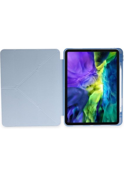 iPad Pro 12.9 2020 Kılıf Kalemlikli Tri Folding Smart Katlanabilir Standlı 360 Tam Koruma Kılıf