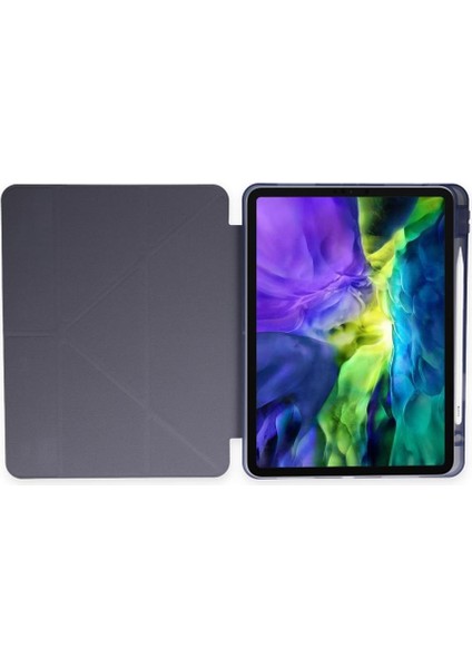 iPad Pro 11 2021 Kılıf Kalemlikli Tri Folding Smart Katlanabilir Standlı 360 Tam Koruma Kılıf