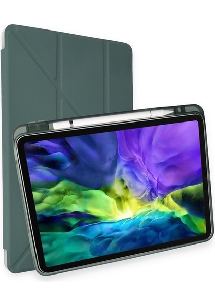 iPad 10.2 7.nesil Kılıf Kalemlikli Tri Folding Smart Katlanabilir Standlı 360 Tam Koruma Kılıf