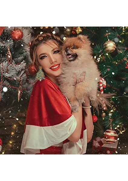 Noel Küpe Noel Ağacı Küpe Sevimli Noel Bırak Dangle Küpe Kadınlar Için Noel Tatili Takı Hediye (Yurt Dışından)