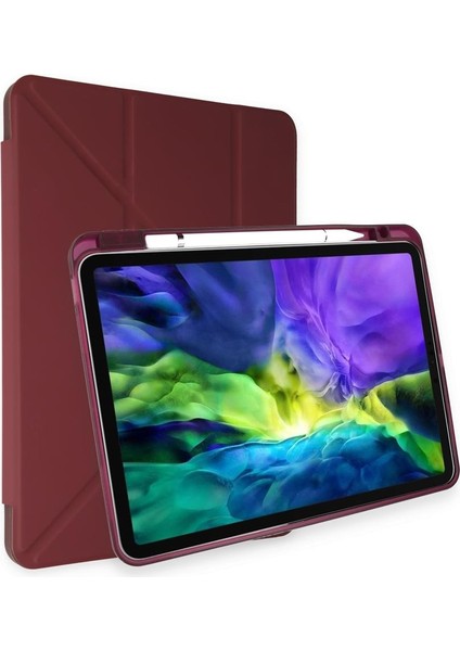 iPad 10.2 7.nesil Kılıf Kalemlikli Tri Folding Smart Katlanabilir Standlı 360 Tam Koruma Kılıf