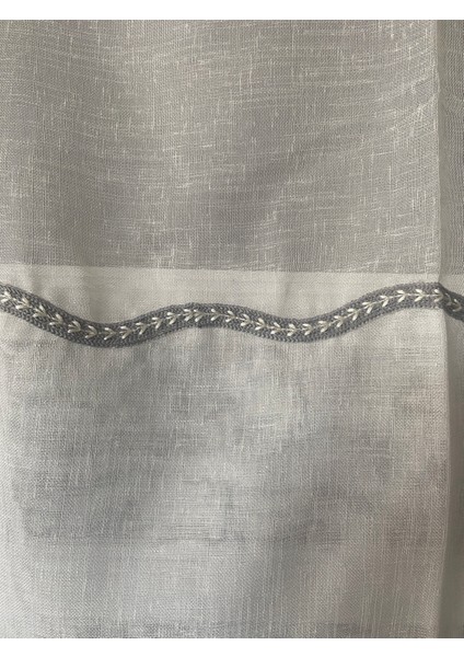 Nakış Detaylı Keten Tül Perde 1/2,5 Sıra Pile Açelya Gri modelleri