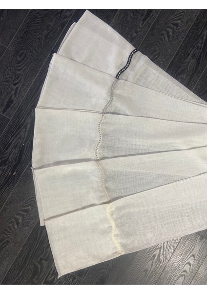 Nakış Detaylı Keten Tül Perde 1/3 Sıra Pile Açelya Açık Gri modelleri