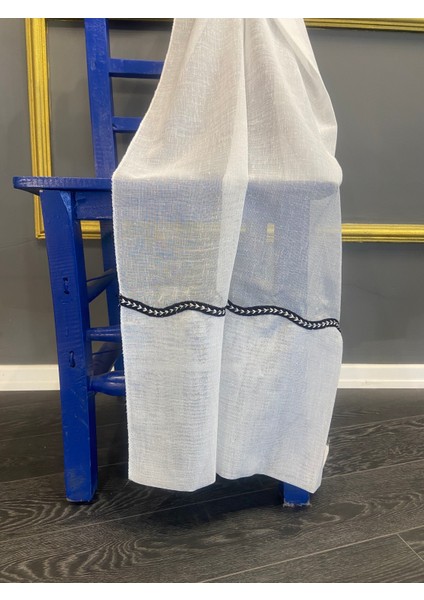 Nakış Detaylı Keten Tül Perde 1/2,5 Sıra Pile Açelya Siyah fiyatları