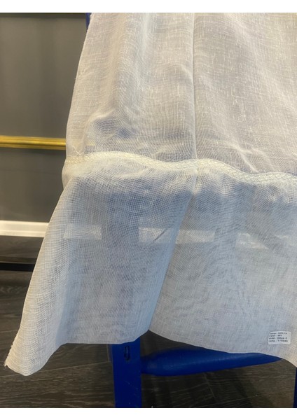 Nakış Detaylı Keten Tül Perde 1/2 Sıra Pile Açelya Beyaz