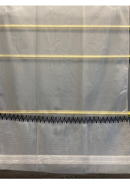 Nakış Detaylı Keten Tül Perde 1/2,5 Sıra Pile Akasya Siyah