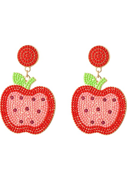Boncuklu Öğretmen Küpe Kadın Kızlar Için, Apple Rhinestone Damla Dangle Küpe Renkli Yaratıcı Öğretmenler Takı Hediyeler (Yurt Dışından)