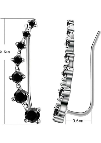 Bling Kulak Manşetleri 7 Kristal 925 Ayar Gümüş Hipoalerjenik (Yurt Dışından)