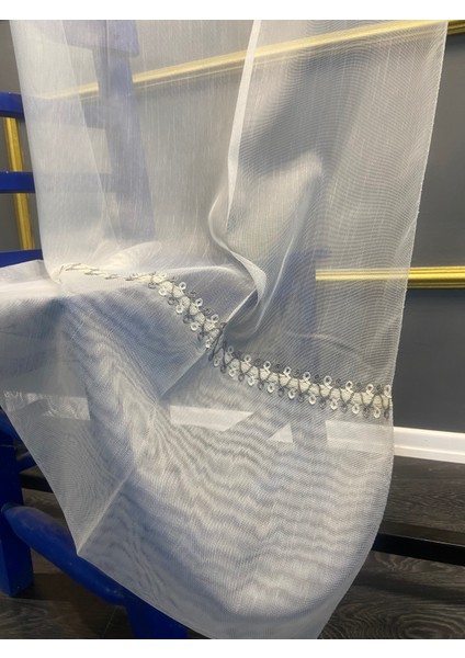 Nakış Detaylı Keten Tül Perde 1/2,5 Sıra Pile Akasya indirimleri