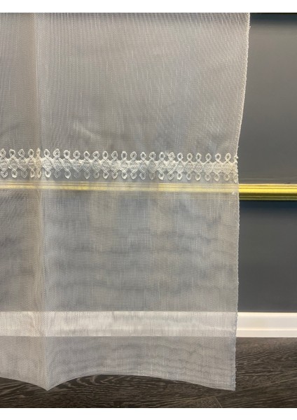 Nakış Detaylı Keten Tül Perde 1/3 Sıra Pile Akasya Beyaz fiyatları