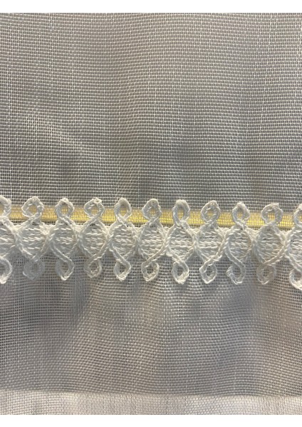 Nakış Detaylı Keten Tül Perde 1/3 Sıra Pile Akasya Beyaz indirimleri