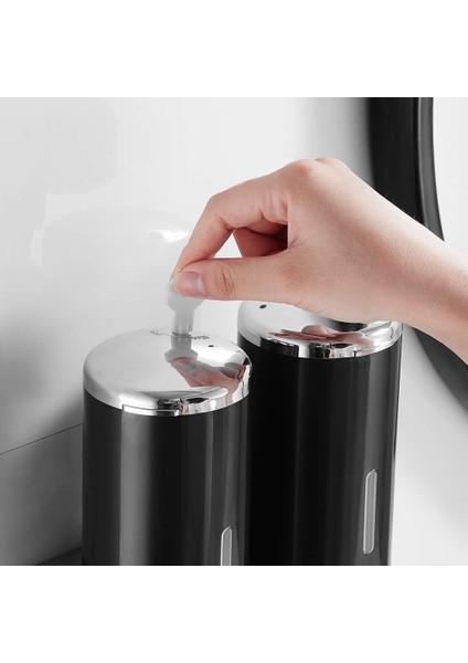 500ml X 2 Duvara Monte Sabunluk, Çift Kafa El Sabunu Dispenseri Sıvı Dispenser Duş Jeli Şampuan Mutfak Banyo Otel Için (Siyah) (Yurt Dışından)