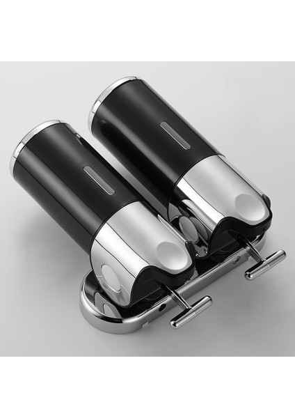 500ml X 2 Duvara Monte Sabunluk, Çift Kafa El Sabunu Dispenseri Sıvı Dispenser Duş Jeli Şampuan Mutfak Banyo Otel Için (Siyah) (Yurt Dışından)