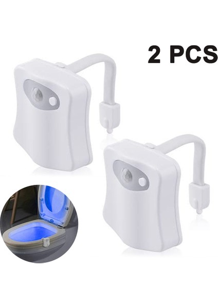 2 Paket Tuvalet Gece Lambası 8 Renk Değiştiren Led Kase Gece Lambası Banyo Tuvalet Için Hareket Sensörü Her Tuvalete Uygun Pil Dahil Değil (Yurt Dışından)