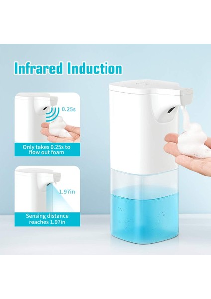 Otomatik Sabunluk Köpük Sabunluk Akıllı Kızılötesi Sensörlü Fotoselli Elektrikli Banyo Mutfak Ofis Mutfak Otel Restoran Için 350ml (Yurt Dışından)