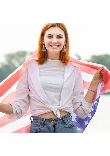 Abd Amerikan Bayrağı Bilezik Ve Küpe Kadınlar Için, Kırmızı Mavi Beyaz Bilezik Vatansever, 4 Temmuz Bağımsızlık Günü Hediyesi (Yurt Dışından)