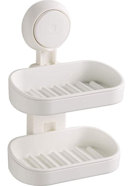 Çift Katmanlı Sabunluk Vantuz Sabunluk Duş Güçlü Banyo Sabunu Bar Kasa Matkap Ücretsiz Drenaj Tasarım Abs (Yurt Dışından)