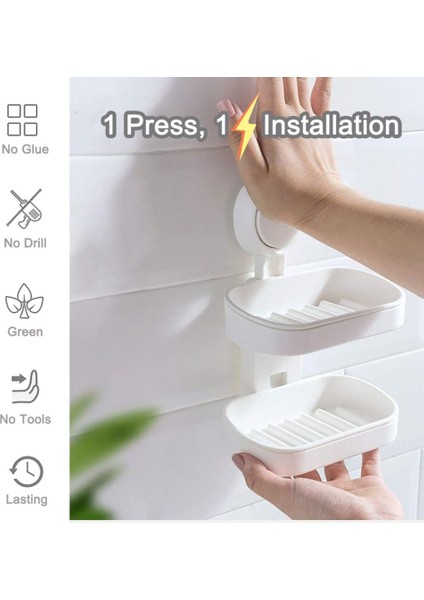 Çift Katmanlı Sabunluk Vantuz Sabunluk Duş Güçlü Banyo Sabunu Bar Kasa Matkap Ücretsiz Drenaj Tasarım Abs (Yurt Dışından) fiyatları