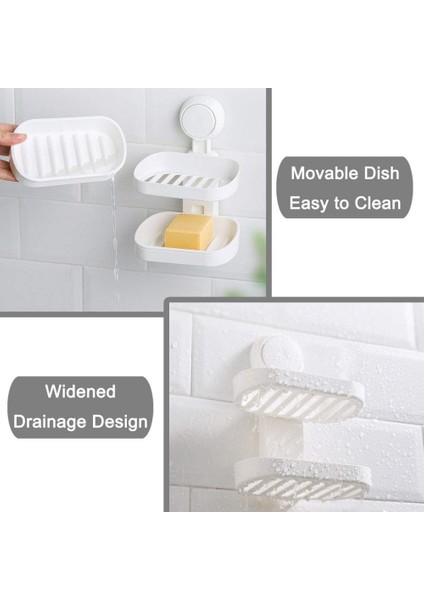 Çift Katmanlı Sabunluk Vantuz Sabunluk Duş Güçlü Banyo Sabunu Bar Kasa Matkap Ücretsiz Drenaj Tasarım Abs (Yurt Dışından) modelleri