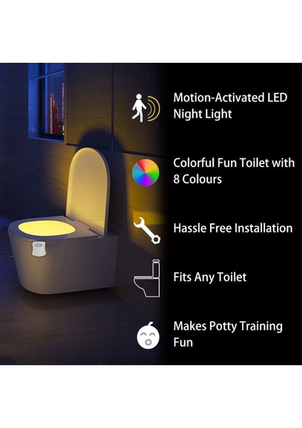 2 Paket Tuvalet Gece Lambası 8 Renk Değiştiren Led Kase Gece Lambası Banyo Tuvalet Için Hareket Sensörü Her Tuvalete Uygun Pil Dahil Değil (Yurt Dışından) indirimleri
