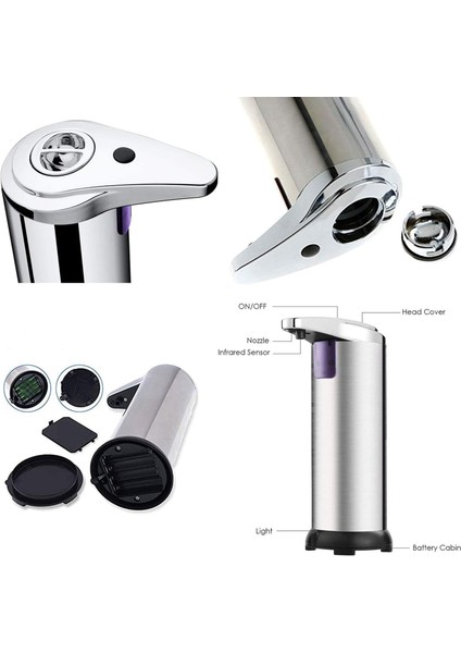 Paslanmaz Çelik Otomatik Sabunluk, Su Geçirmez Tabanlı Kızılötesi Sensör Ayarlanabilir Anahtar (Ürün Yükseltme Kalite Güvencesi) (Yurt Dışından) indirimleri