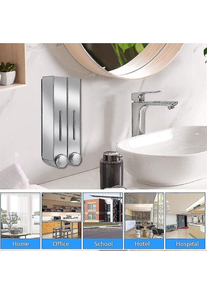 2 Odacıklı Duvara Monte Banyo Duş Pompası Dispenseri Ve Organizatör Gümüş (Yurt Dışından)