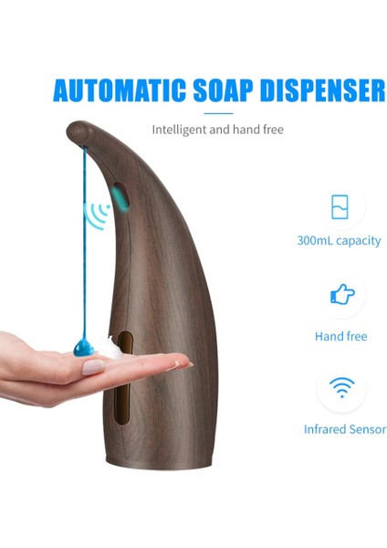 300ml Banyo Otomatik Sabunluk Kızılötesi Temassız Sabunluk [Koyu Kahverengi] (Yurt Dışından)