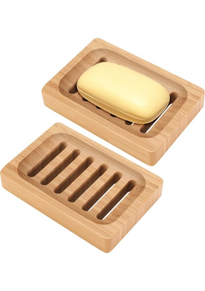 Bambu Sabunluk 2 Paket Rustik Bar Sabunluk Banyo Lavabo Duş Mutfak Için, Doğal Ahşap Sabun Tepsisi, Süngerler (Yurt Dışından)
