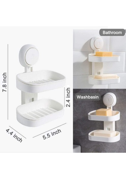 Çift Katmanlı Sabunluk Vantuz Sabunluk Duş Güçlü Banyo Sabunu Bar Kasa Matkap Ücretsiz Drenaj Tasarım Abs (Yurt Dışından) indirimleri