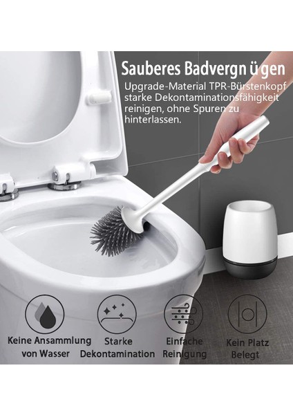 Esinti Tuvalet Fırçası Tutucu Silikon Tuvalet Fırçası, Kaymaz Uzun Saplı Tuvalet Fırçası Banyo Tuvalet Için Kapsamlı Temizlik (Siyah) (Yurt Dışından)