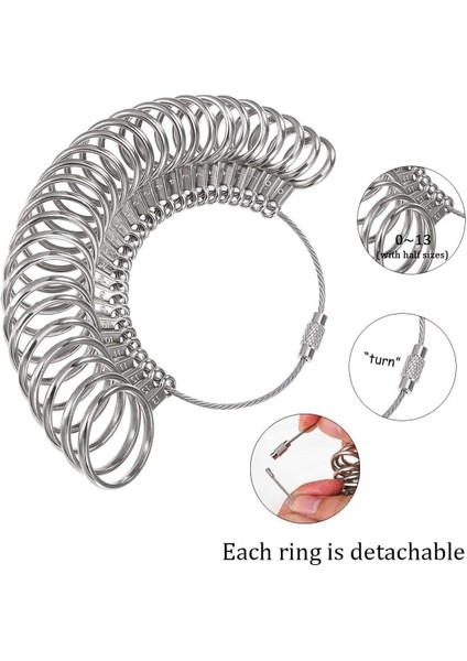 Esinti Halka Ölçer Halka Mezura Yüzük Boyutları Ve Parmak Boyutları Takı Yapımı Için Metal Erkekler Ve Kadınlar Için Yüzük Ölçüsü Ölçme Aracı (Yurt Dışından) indirimleri