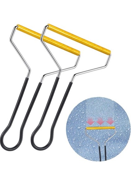 2'Li Paket Taşınabilir Tüy Yumruk, Konfeksiyon Saç Tıraş Makinesi, Siyah Silikon Saplı Yeniden Kullanılabilir Kumaş Tıraş Makinesi Seyahat Fırçası (Yurt Dışından)