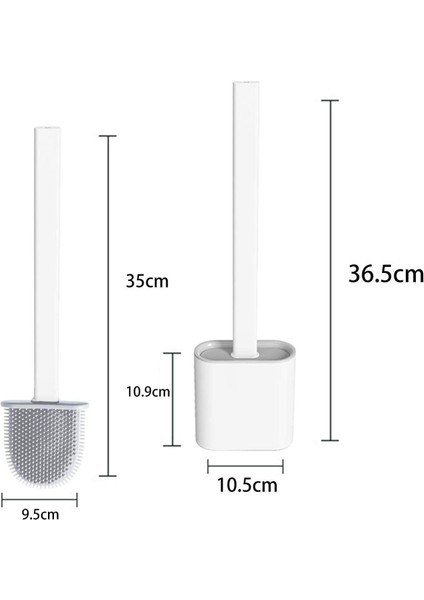 Tuvalet Fırçası, Tuvalet Fırçası Ve Kabı, Sondajsız Silikon Tuvalet Fırçası, Hızlı Kuruyan Tutucu Setli Premium Düz Tuvalet Fırçası (Yurt Dışından)