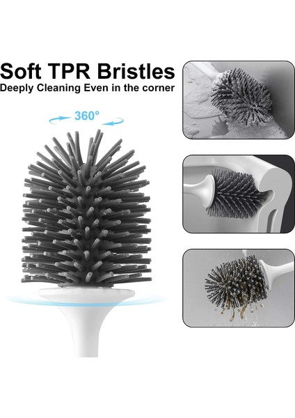 Tuvalet Fırçası, Silikon Tuvalet Fırçası Seti, Uzun Saplı Tuvalet Fırçası Seti, Duvara Monte (Yurt Dışından)