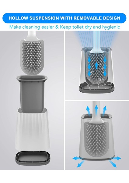 Tuvalet Fırçası, Duvara Montajlı Ve Yer Standlı Plastik Tuvalet Fırçası Seti, Çift Taraflı Temizleme Fırçası Başlığı, Uzun Saplı Ve Kablı (Yurt Dışından)