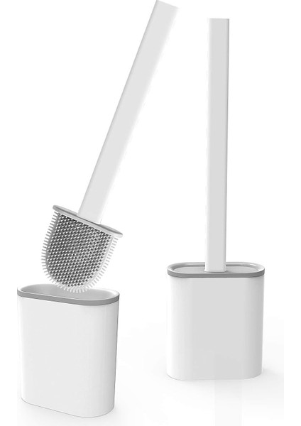Brosse Wc Silikonlu 2 Adet Brosse Toilette Askılı Antiyel Balayette Wc Salle De Bains Blanc Dökün (Yurt Dışından)
