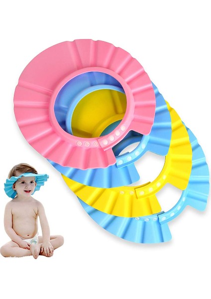 Ewın(R) 4 Parça Yumuşak Ve Ayarlanabilir Bebek Ve Küçük Çocuk Banyo Bonesi, Banyo Bonesi, Şampuan Başlığı (Yurt Dışından)