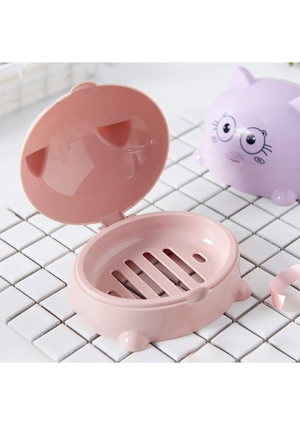 Sabunluk Seti 4'Lü Plastik Sabunluk Sabunluk, Damlama Tepsisi Ve Sızdırmaz Çevirme Kapaklı Sevimli Kedi Tasarım Taşınabilir Seyahat Sabunluk (Yurt Dışından) fırsatları