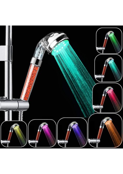 Led Duş Başlığı, Renk Değiştiren Led Duş Başlığı, Güç Kaynağı Yok, Yüksek Basınçlı Su Tasarrufu, 7 Renk Rastgele Değişir (Yurt Dışından)