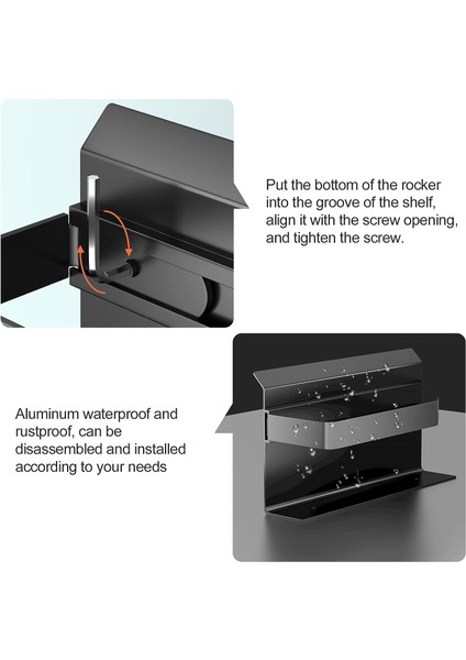 Newaner Tuvalet Kağıtlığı Alüminyum Duvara Montaj (Delikli/Deliksiz) Geniş Raflı Ruloluk (Siyah) (Yurt Dışından) modelleri