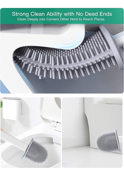 Brosse Wc Silikonlu 2 Adet Brosse Toilette Askılı Antiyel Balayette Wc Salle De Bains Blanc Dökün (Yurt Dışından)