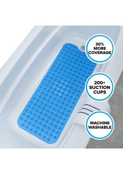 Slipx Solutions Kaymaz Saplı Ekstra Uzun Banyo Paspası (200 Vantuz, 99cm Uzunlukta Makinede Yıkanabilir, Mavi) (Yurt Dışından) indirimleri