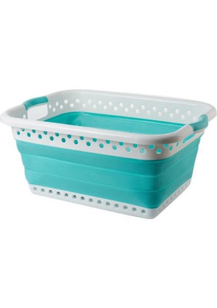 Sammart Katlanır Plastik Çamaşır Sepeti - Oval Küvet/Sepet - Katlanır Saklama Kutusu/Organizatör - Portatif Çamaşır Küveti - Yerden Tasarruflu Çamaşır Sepeti (Açık Mavi) (Yurt Dışından) fiyatları